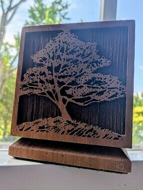 Vintage 70s 80s Lasercraft American Walnut Desktop Pen or Lighter Holder